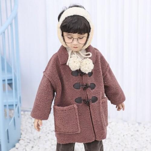 Winter Jackets For Boys Clothes Wool Long Sleeve button Girls Coats Children Clothing Coat Warm Jackets Kids Outerwear