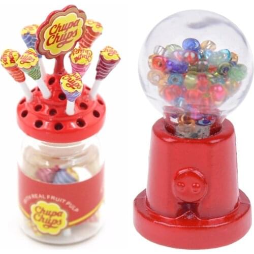 1:12 Miniature Food Dessert Sugar Mini Lollipops With Case Holder Candy For Doll House 1/12 Kitchen Furniture Toys Accessories