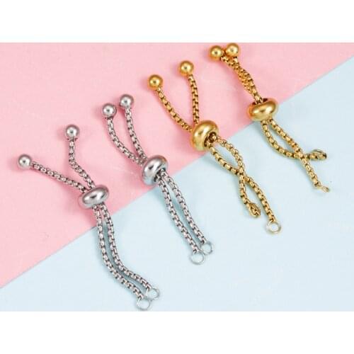 Fnixtar 10Pcs 4.5/5cmm 1.8mm Thickness Adjustable Stainless Steel Box Chain Slider Extender Chain For DIY Ring Making Bracelets