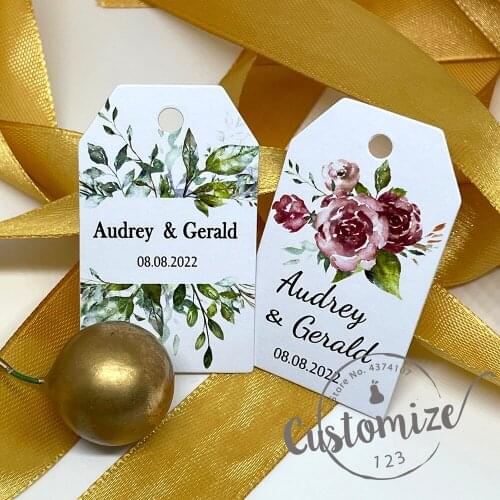 100 pcs/ set Personalized Wedding Tags, Labels, Candy Favors Tags, Customized, Birthday, Baptism, Your Photo