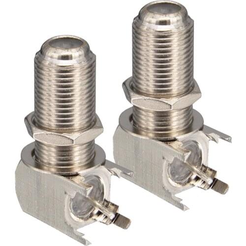 2 Pieces F female Jack RF coaxial connector right angle with PCB