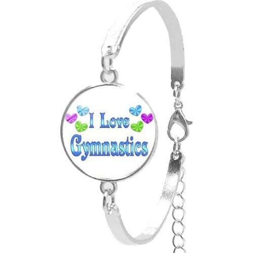 2020 Fashion Charm I Love Gymnastics Glass Cabochon Bracelet Men and Women Jewelry Gift Chain Bracelet