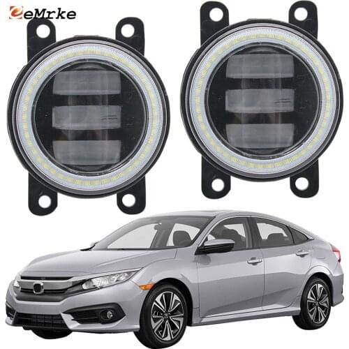2PCS Led Angel Eye DRL for Honda Civic Sedan FC 2016 2017 2018 2019 2020 LED Fog Lights 2-Colors Lens Daytime Running Light 12V