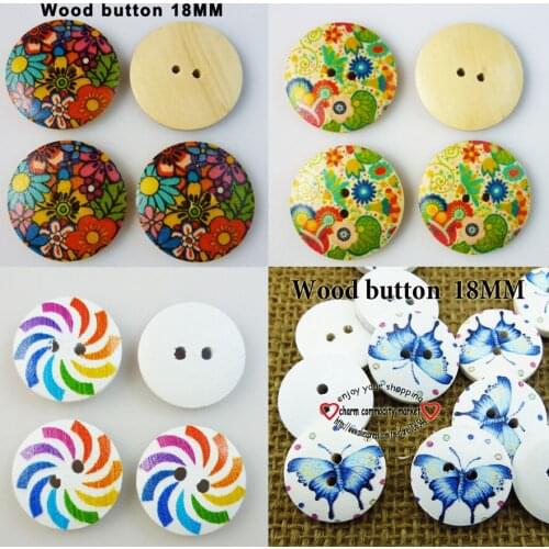 60PCS 18MM flower painting wooden owl buttons bird sewing clothes boots coat accessory eagle button garment MCB-185