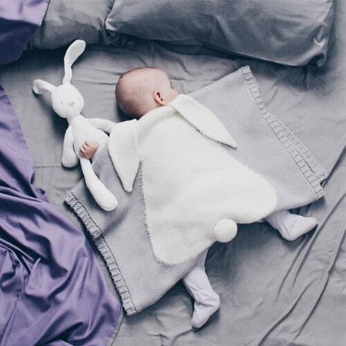 5 Colors Newborn Swaddle Wrap Blanket Bunny Ears Blanket Children Knitted Quilt Baby Blankets Baby Bedding