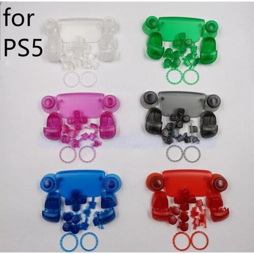 60sets Translucent For PS5 Controller Gamepad Parts Joystick Ring Touch Pad Cover L1R1 Trigger Button Dpad Button Accessories