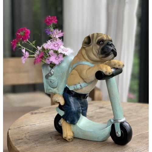 American Country Puppy Scooter Resin Ornaments Home Livingroom Table Accessories Crafts Garden Courtyard Furnishings Decoration