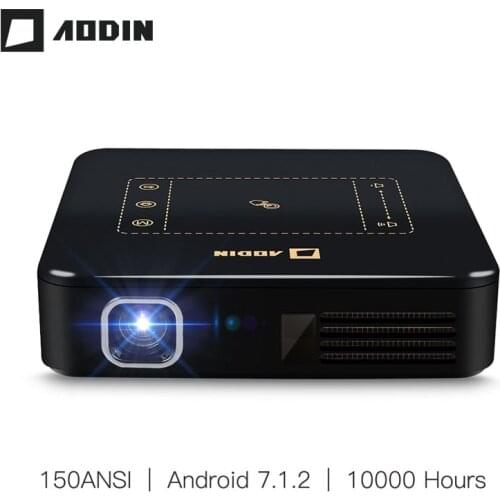 AODIN Android 7.1 Pocket Mini Projector D13 4K Smart TouchPad Pico DLP Portable LED WIFI Bluetooth 8000mAh Battery Home Theater
