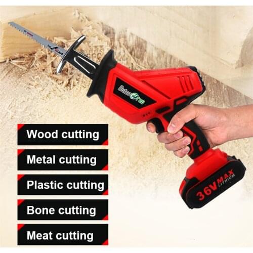 36VF Cordless Reciprocating Saw Saber Saw Portable Electric Saw for Wood Metal Plasitic Pipe Cutting Power Saw Tool 4PCS Blade