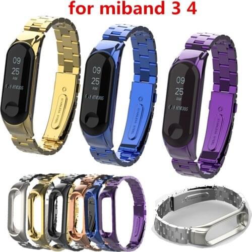 Wristband For Xiaomi Mi Band 3 4 Strap Smartwatch Mi band Miband 4 3 Wrist Bracelet with case Metal steel Stainless watch Strap