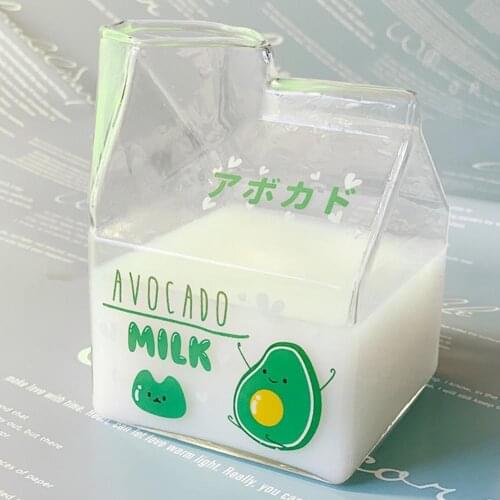 400ML Unique Design Milk Cup Square Shape Fruit Print Milk Box Water Cup for Breakfast