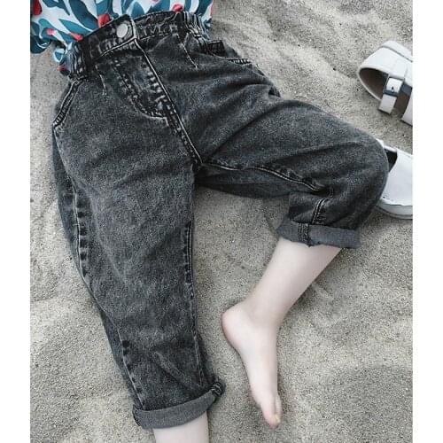 Kids Jeans Long Pants 3T-8T Boys Girls Spring Autumn Winter Black Blue Hip Hop Jeans Childrens Garments Loose Pants SA2168