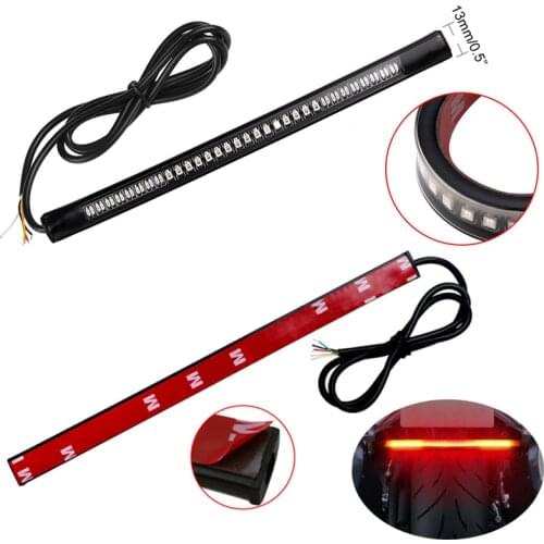 Flexible 48 LED Motorcycle Light Bar Strip Tail Turn Signal Tail Rear Brake Stop Bulb Lamp Brake Light 2835 3014 SMD Dual Color