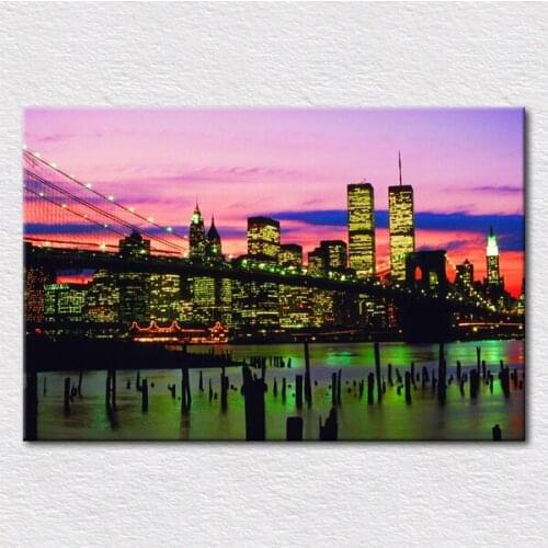 Canvas print photo of Romantic city night in New York show the beautiful memory of that travel as gift for friend free shipping