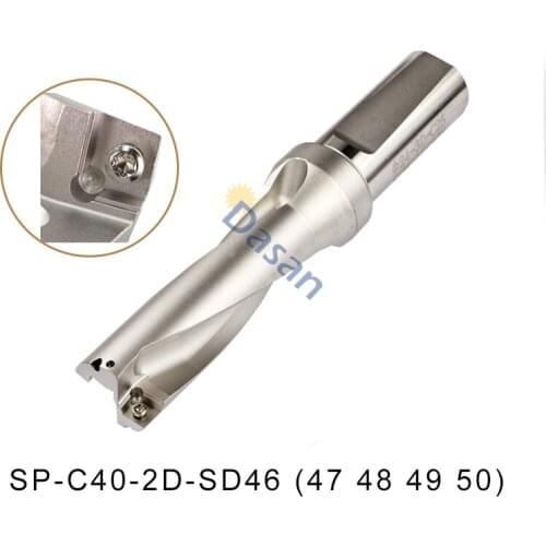 WC SP C40 2D SD 46 47 48 49 50mm Indexable U Drills Insert Type CNC Fast Metal Drilling Shallow Hole Tool for SP Indexa Insert