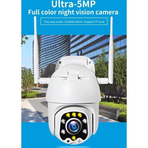 INQMEGA 5MP Super HD PTZ IP Camera Full Color Night Vision Outdoor Waterproof Audible alarm Two Way Audio Home Security Cameras