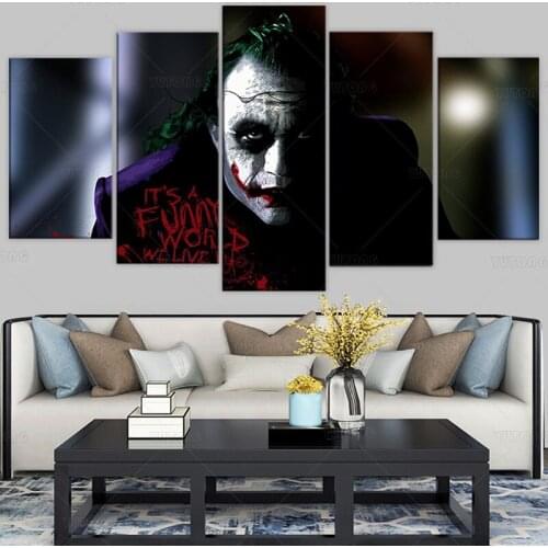 HD Printed movie joker Poster 5 piece picture Painting wall art room decor print poster picture canvas Dropshipping framed