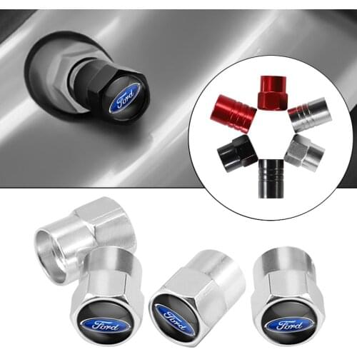 4Pcs Car Tire Valve Caps Aluminum Tire Air Valve For Ford Focus Mondeo Kuga Fiesta Escort Explorer Edge Escape Fusion Ranger