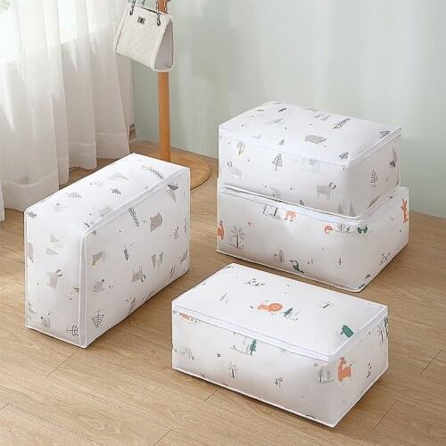 Square Zippered Quilt Storage Bags Home Travel High Capacity Clothes Printed Foldable Organizer Dust-Proof Tidy Pouch Cases