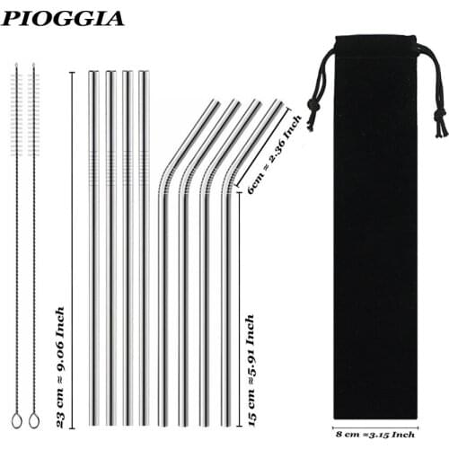 Reusable Drinking Straw High Quality 304 Stainless Steel Metal Straw With Cleaner Brush For Mugs 20/30oz Coffee Bar Accessories