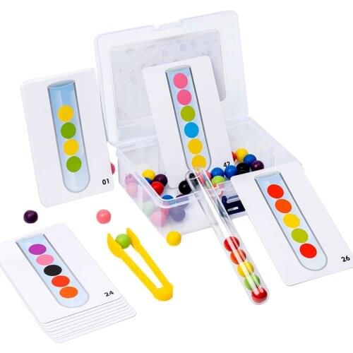 Montessori Test Tube Clip Bead Game Color Sorter Toy Fine Movement Concentration Training Boxed Kids Clip Bead Educational Toy