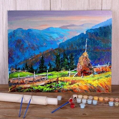Landscape Autumn Day DIY Paint By Numbers Package Oil Paints 40*50 Canvas Pictures Loft Wall Picture For Kids For Handiwork
