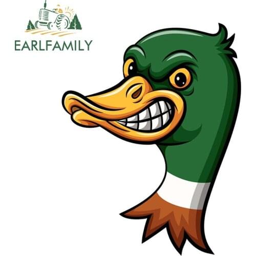 EARLFAMILY 13cm x 10cm for Angry Duck Head Camper Truck Decal DIY Car Stickers Anime Waterproof Body for Car VAN Decoration
