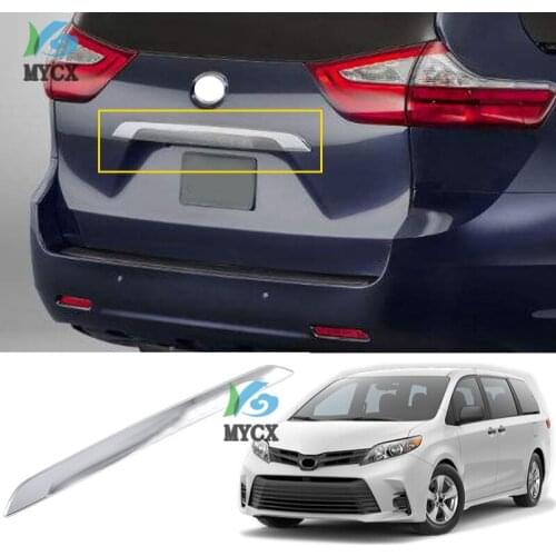 Car Body Sticker ABS Chrome Rear License Plate Door Bottom Tailgate Frame Plate Trim Lamp Trunk For Toyota Sienna 2015 - 2020