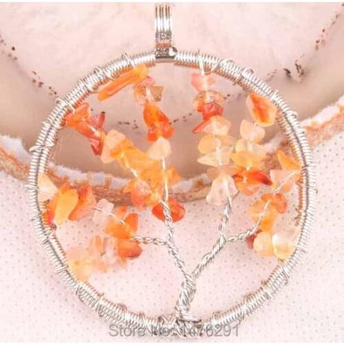 NEW Handmade Wire Chip Carnelian Stone Pendant