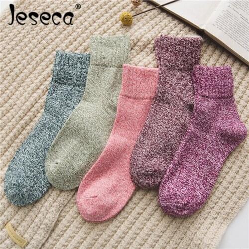 Jeseca New Women Wool Ankle Socks Plus Velvet Thick Thermal Cashmere Snow Winter Warm Socks Female Floor Sleeping Night Socks