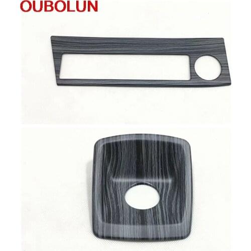 OUBOLUN ABS Wood Paint Black Interior Accessories For Toyota RAV4 2016 2017 2018 Front Rear Cigarette lighter Sequin Cover Trim