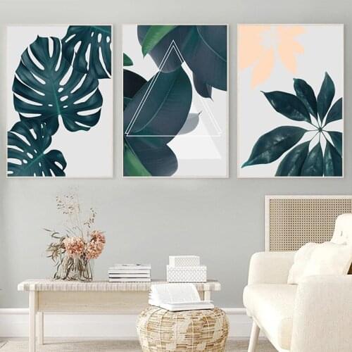 Green Plants Leaf Canvas Poster Print Modern Home Decor Abstract Wall Art Painting Nordic Living Room Decoration Picture