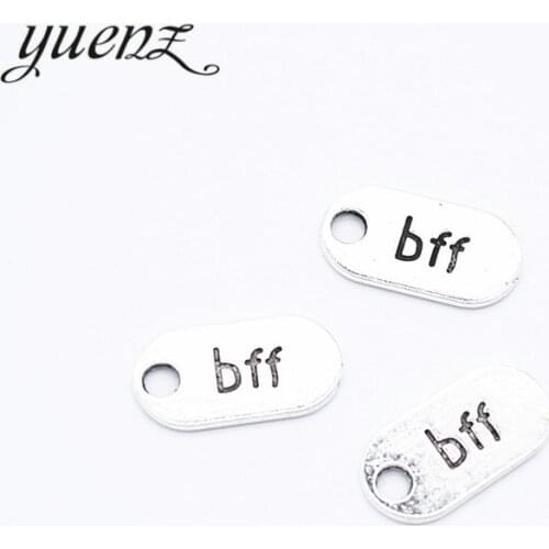 YuenZ 20pcs Antique silver color alloy Metal letter bff pendant Charms for Jewelry Making Diy Handmade Jewelry 18*9mm S260