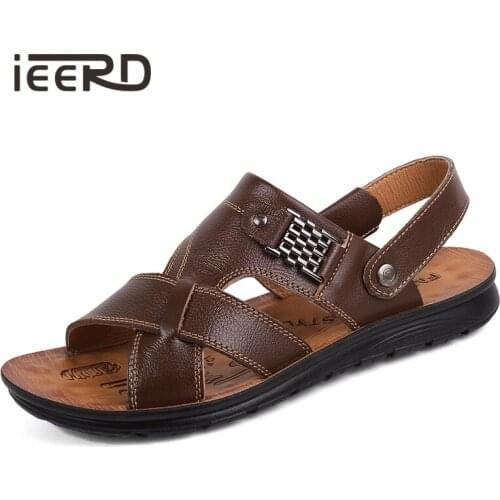 Summer Breathable Genuine Leather Sandals Men Dual Slippers Men Classics Comfort Beach Sandals Hot Sale