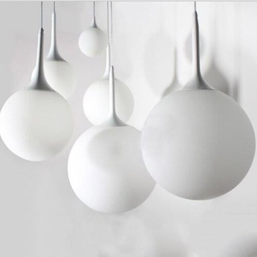 Nordic Industrial hanging lamp 6 sizes living room loft milk white glass ball pendant light LED E27 restaurant lobby office