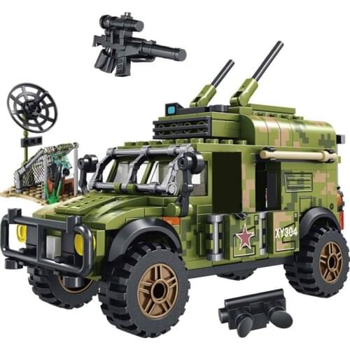 Military Army Armored Communication Command Vehicle MOC WW2 Car Figures Building Blocks Bricks Classic Model Toys For Kids Gifts