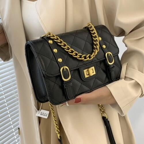 High Quality Ladies Rhombic Embroidery Thread Small Bag 2021 New Female Bag All-match Chain Bag Messenger Bag Small Square Bag