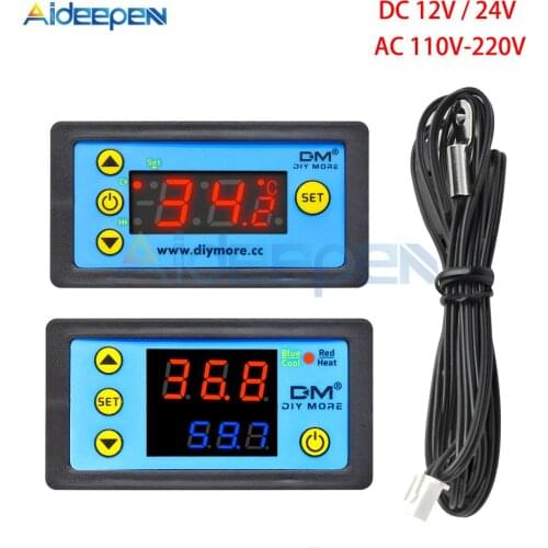 W3231 AC 110V-220V DC12V 24V Digital Thermostat Temperature Controller Regulator Meter Tester Single/Dual Display Replace W3230