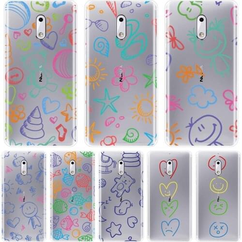 Back Cover For Nokia 1 2 3 5 6 8 Heart Smile Graffiti Girl Flower Bear Star Silicone Soft Case For Nokia 7 Plus X6 Phone Case