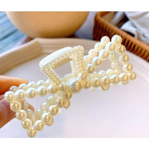 Fashion Girl Hair Claw Geometric Imitation Pearl Hairpin Crab Retro Heart Shape Crystal Hair Clips for Women Hair Accessories