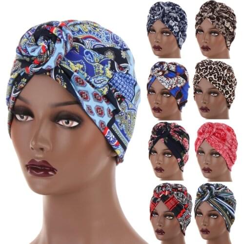 New Women Turban African Pattern Knot Headwrap Fashion Warm Bandana Hats Ladies Chemo Cap Bandanas Hair Accessories