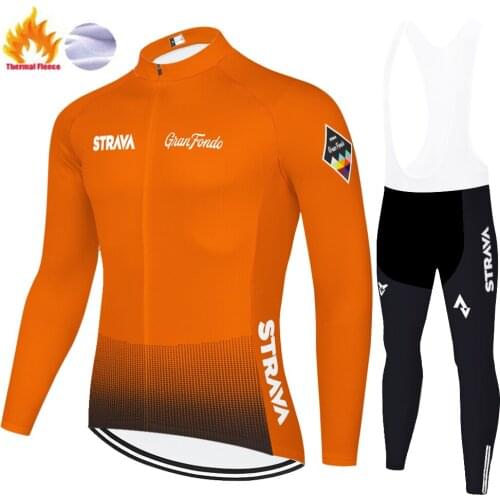 Long sleeve cyling set STRAVA jersey ciclismo 2021 Winter Thermal Fleece ropa de ciclismo hombre 2021 Bike pants cycling kit