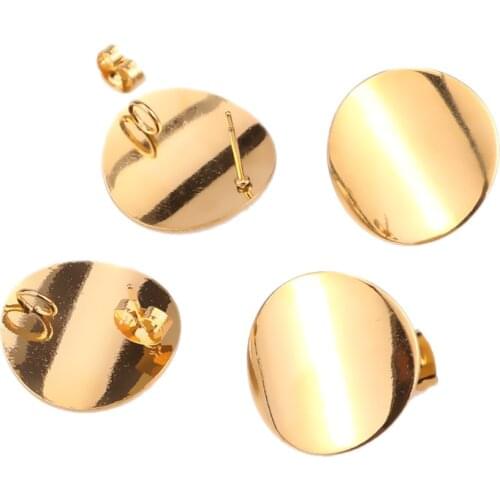 10pcs/lot 20mm Stainless Steel Gold Stud Earrings Post with Loop Bent Round Ear Components for DIY Earring Making Findings