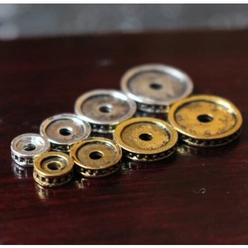 100pcs/lot Antique Silver/Antique Bronze Wheel Beads Spacer 6 8 10 12mm Round Handmade Alloy Charm Findings DIY Jewelry Making