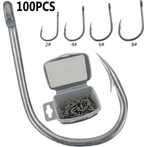 100Pcs High Iron Fishing Hook Fish Jig Hook Carp Hook Fishing Circle Hooks Fly Fishing Tackle With holes