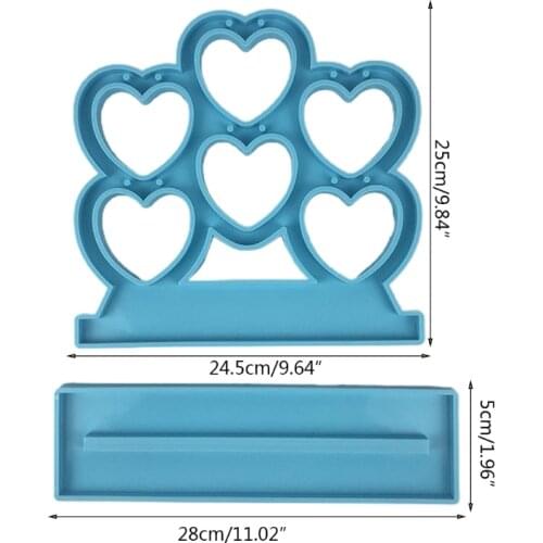 97QE Jewelry Show Rack Silicone Mould DIY Crafts Making Tool Heart-shaped Earrings Display Stand Epoxy Resin Mold