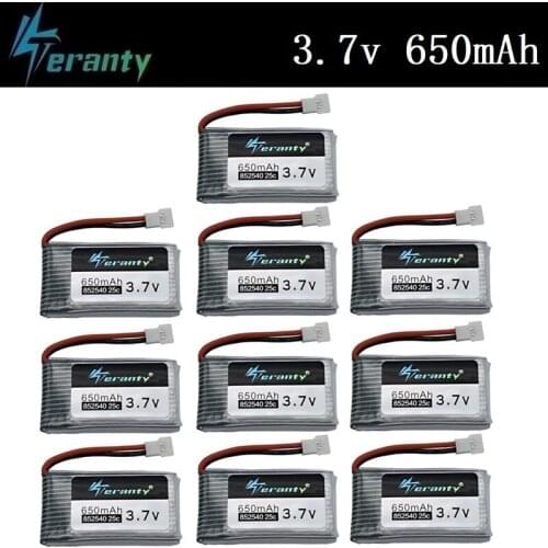 3.7V 650mAh lipo battery For Syma X5 X5C X5C-1 X5SC X5SW X6SW H9D H5C M68 FY550 HJ818 HJ819 L15FW 3.7V RC Drone Battery 10pcs