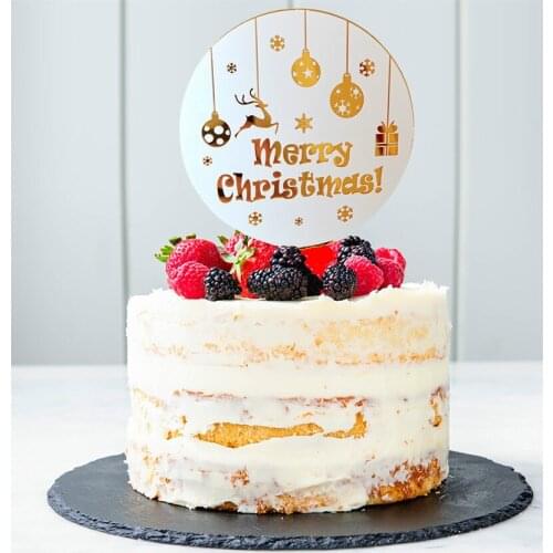 Acrylic Merry Christmas Tree Cake Topper Christmas Decorations for Home Happy New Year Xmas Party Supplies Baking Dcorcoration