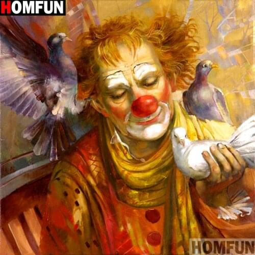 HOMFUN Full Square/Round Drill 5D DIY Diamond Painting "Oil painting clown bird" 3D Embroidery Cross Stitch 5D Decor Gift A13182