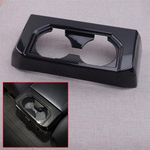 CITALL Car Rear Armrest Box Cup Holder Cover Trim Frame Fit for Ford F150 2016 2017 2018 2019 Carbon Fiber Style ABS